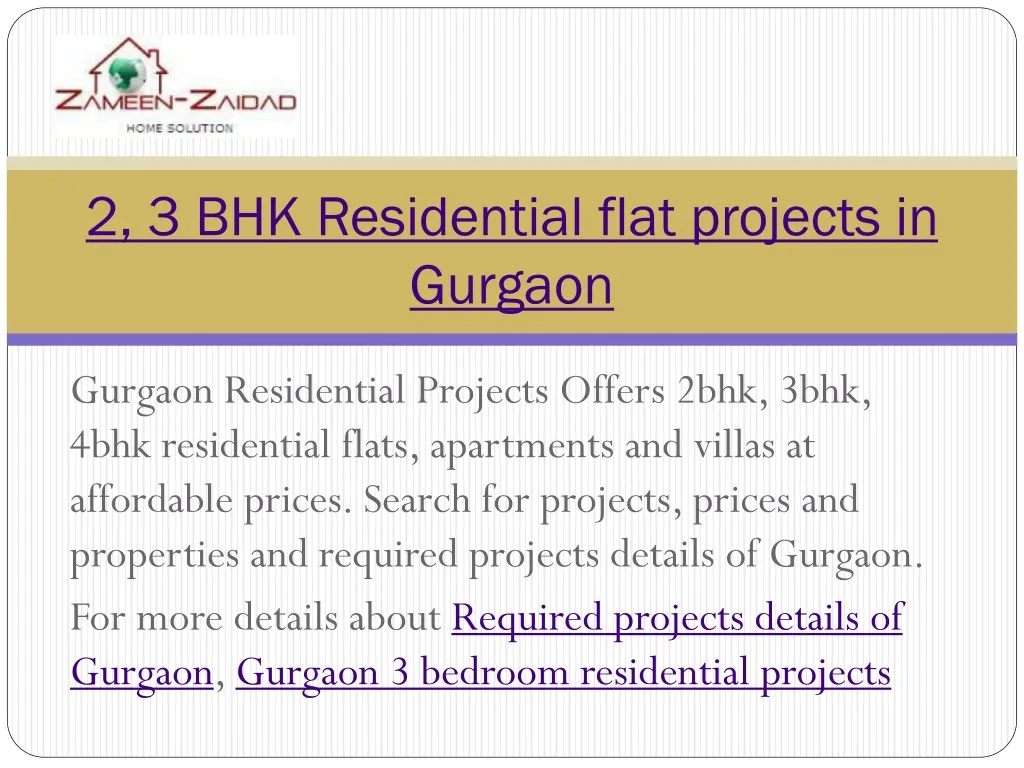 2 3 bhk residential flat projects in gurgaon