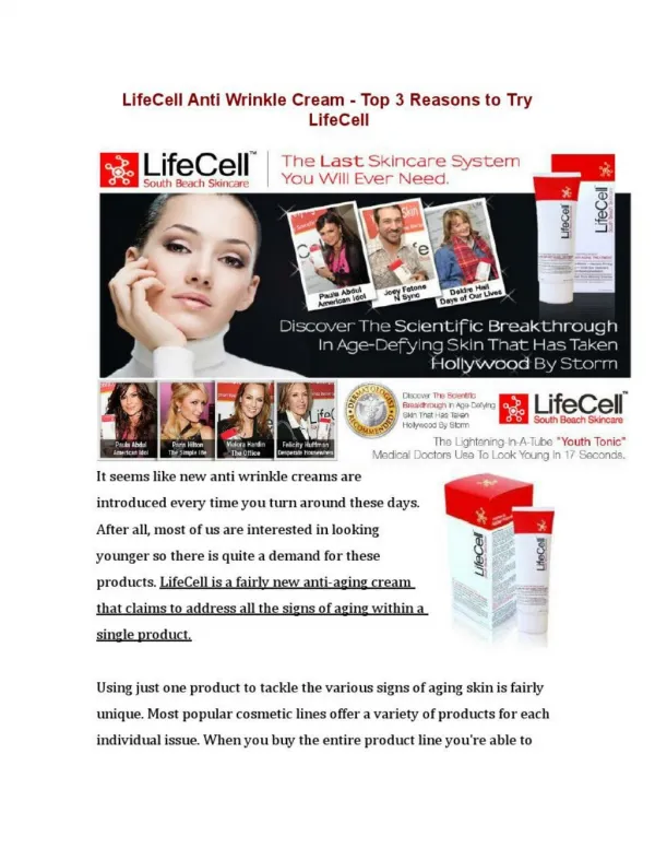 Why Should You Buy Lifecell Anti-Aging Skin Cream?