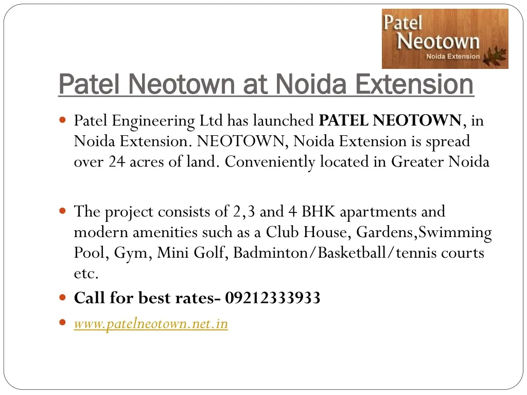 patel neotown at noida extension