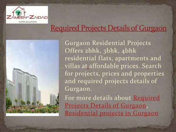 Required Projects Details of Gurgaon