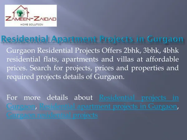 Residential Apartment Projects in Gurgaon