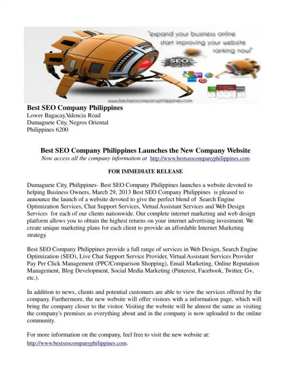 Virtual Assistant Services Philippines Press Release