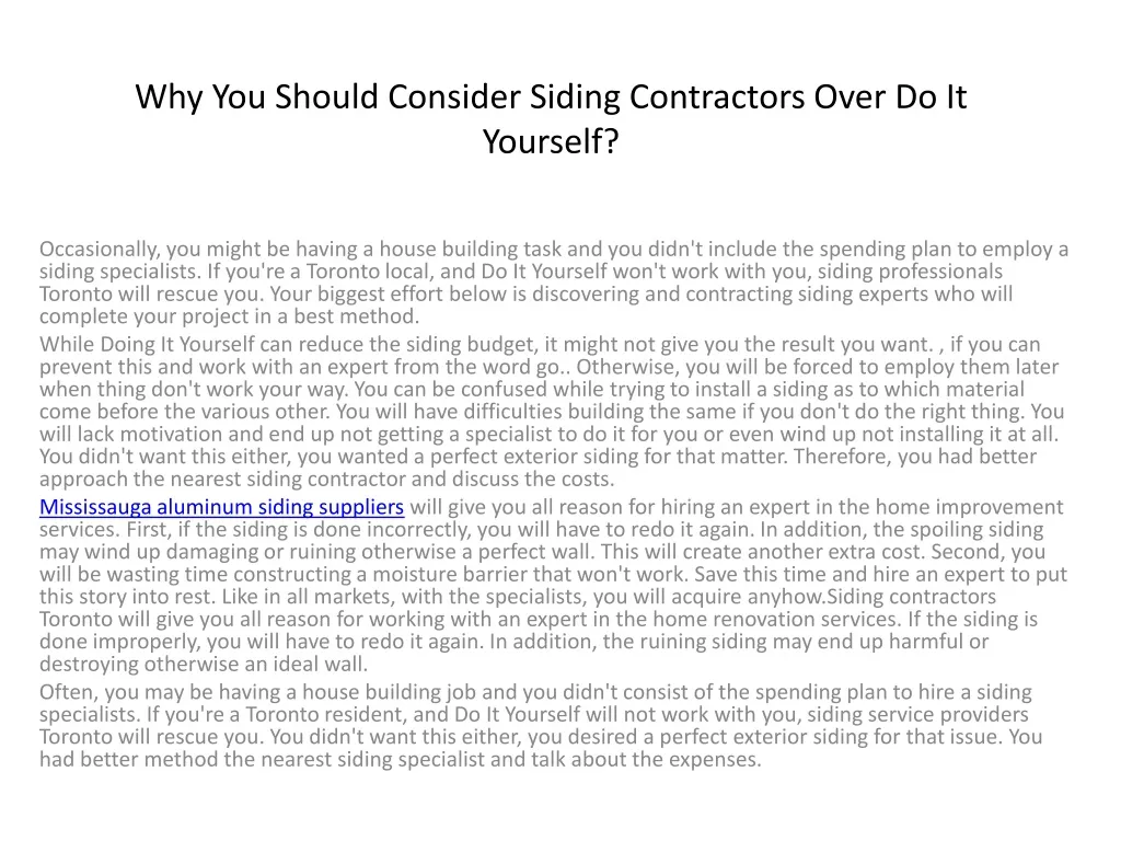why you should consider siding contractors over do it yourself