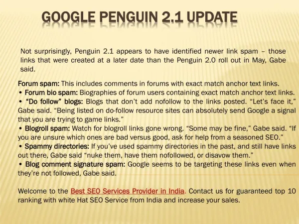 Google Penguin 2.1 Update and Recovery Tips