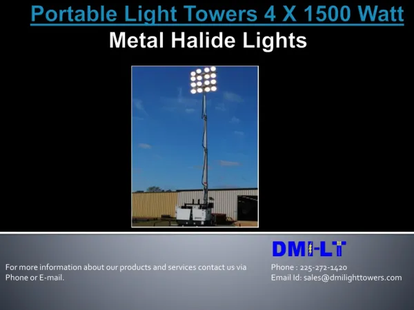 Portable Light Tower 4x1500 Watt Metal Halide Lights