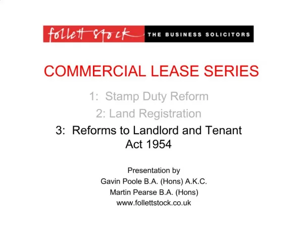 COMMERCIAL LEASE SERIES