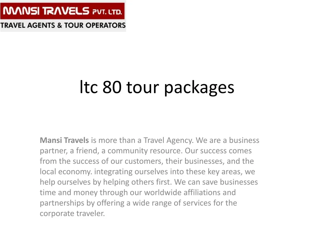 ltc 80 tour packages