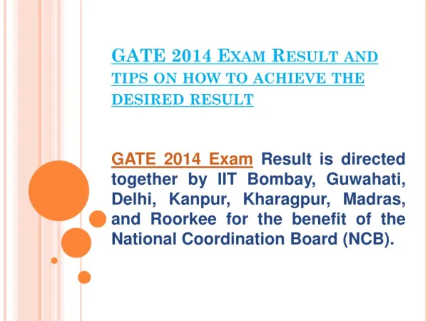 GATE 2014 Exam Result and tips on how to achieve the desired