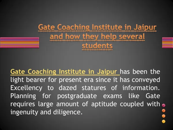 Gate Coaching Institute in