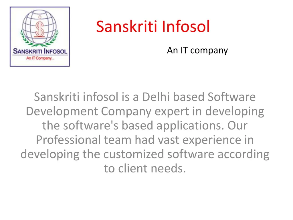 sanskriti infosol an it company