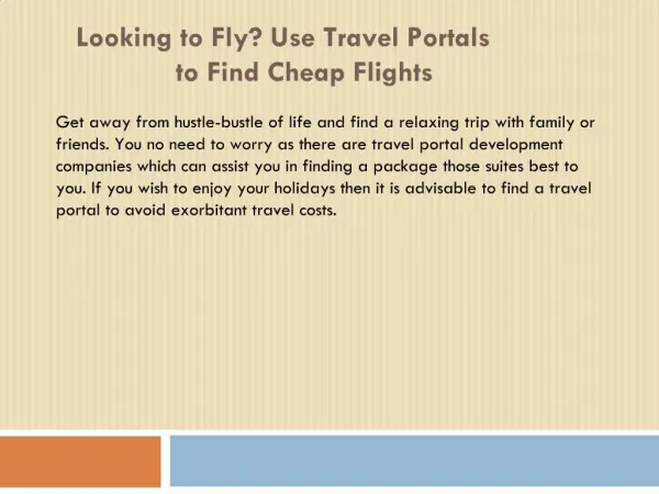Looking to Fly? Use Travel Portals to Find Cheap Flights