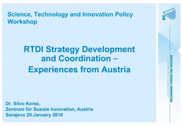 Science, Technology and Innovation Policy Workshop