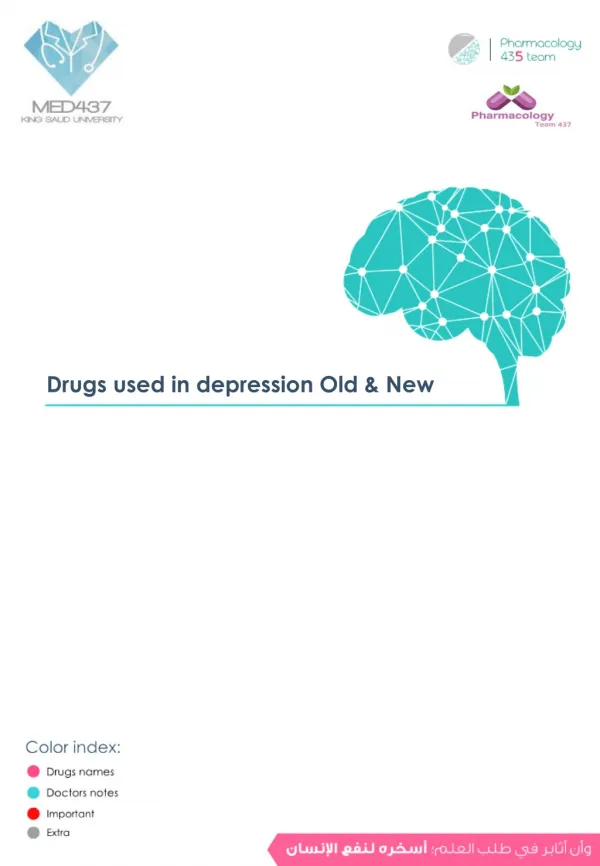 Drugs used in depression Old &amp; New
