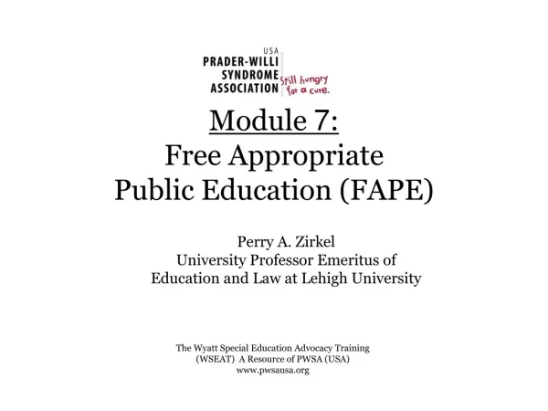 Module 7 : Free Appropriate Public Education (FAPE)