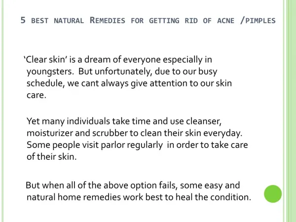 Home Remedies For Acne (Pimple)