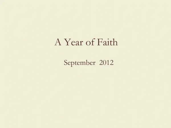 A Year of Faith