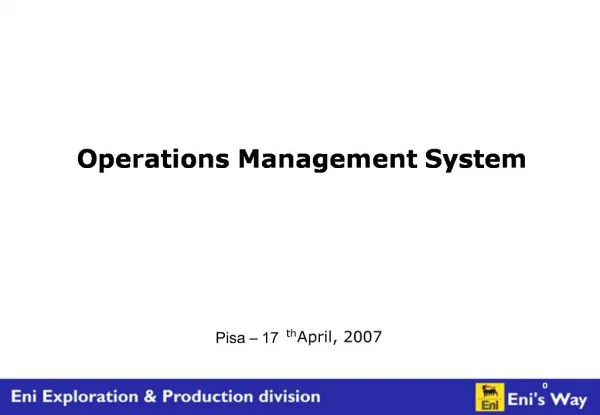 Operations Management System