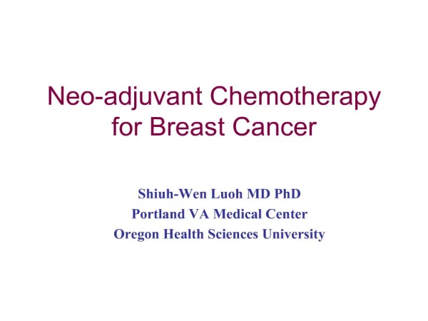 neo-adjuvant chemotherapy for breast cancer
