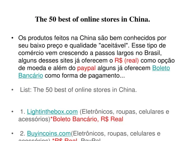 The 50 best of online stores in China