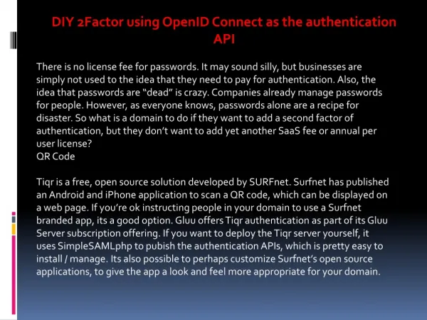 DIY 2Factor using OpenID Connect as the authentication API