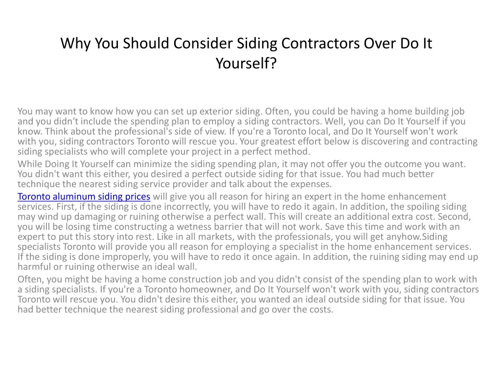 why you should consider siding contractors over do it yourself