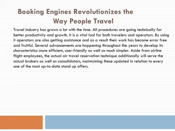 Booking Engines Revolutionizes the Way People Travel
