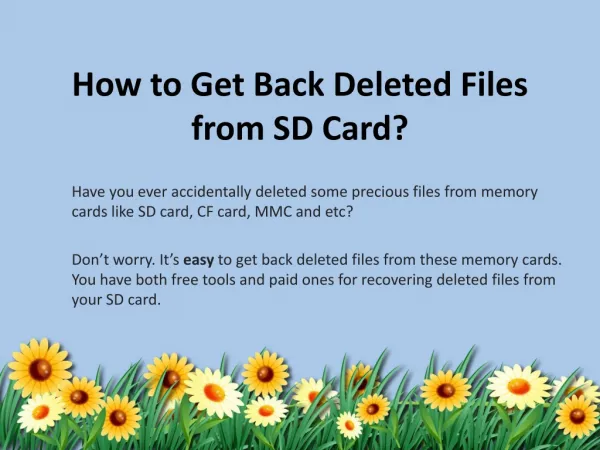 How to Restore Deleted Files from SD Card Freely
