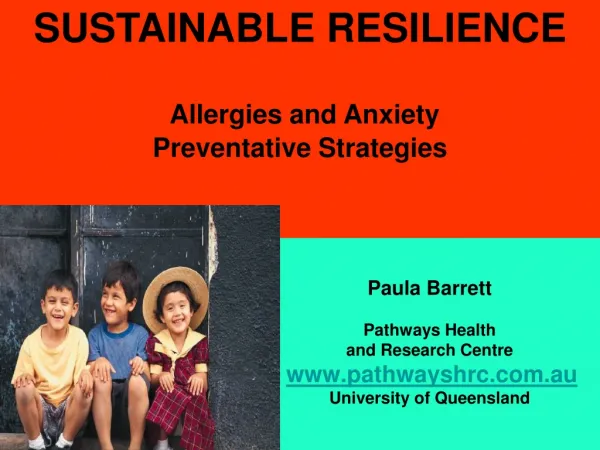 Paula Barrett Research about Allergy and Anxiety