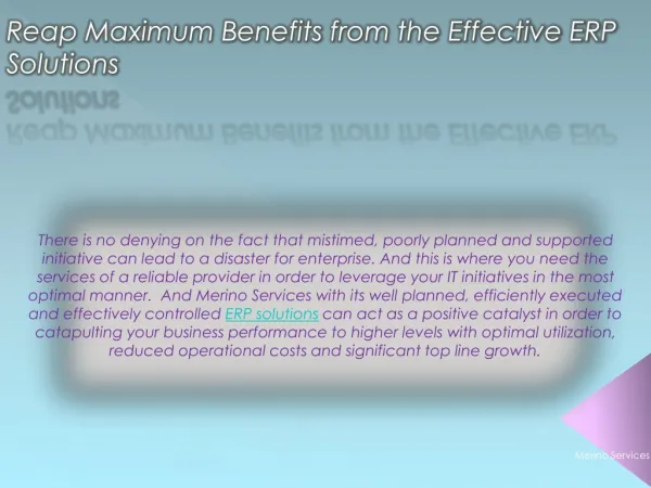 Reap Maximum Benefits from the Effective ERP Solutions