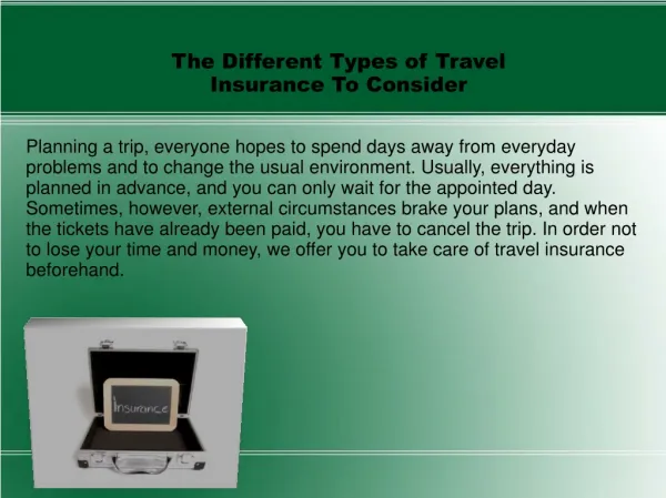The Different Types of Travel Insurance To Consider