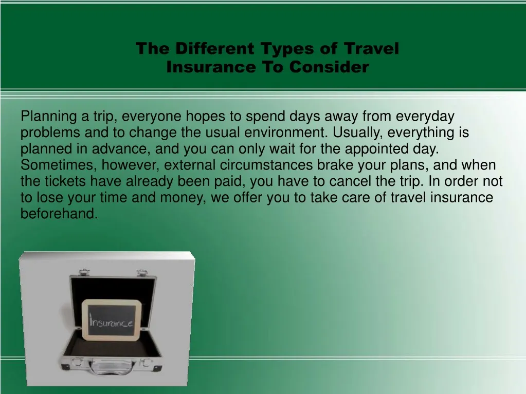 the different types of travel insurance