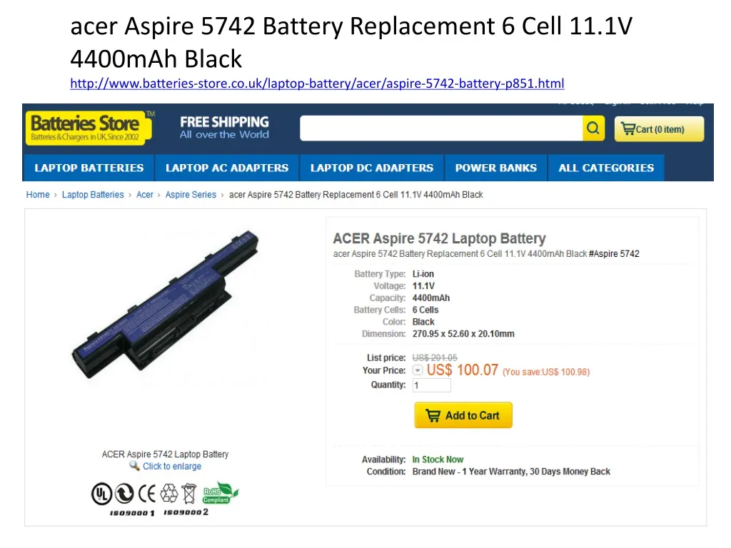 acer aspire 5742 battery replacement 6 cell