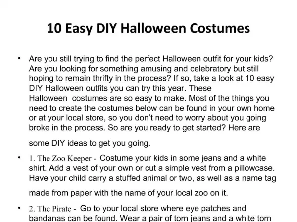 10 Easy DIY Halloween Costumes