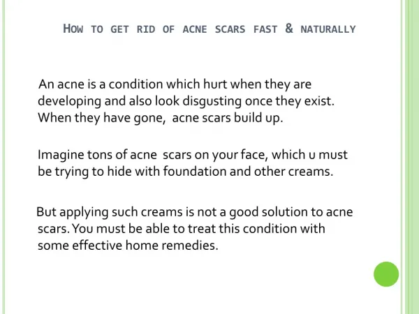 Natural Cure For Acne Scar