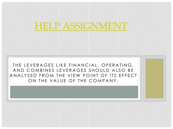 Help Assignment in Solutions