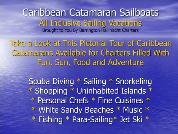 Caribbean Catamaran Sailing Vacations