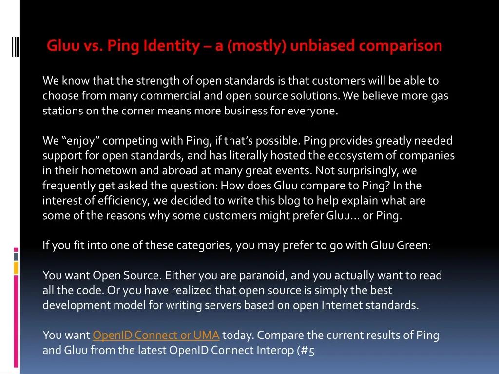 gluu vs ping identity a mostly unbiased comparison