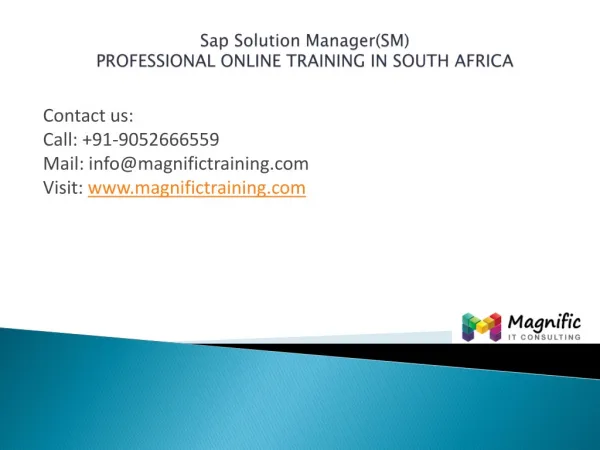 SAP Solution Manager(SM)professionaltraining in southafrica,