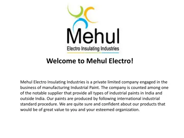 Industrial Paint - Mehul Electro Insulating Industries
