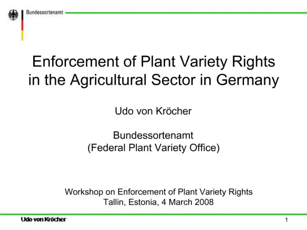 Enforcement of Plant Variety Rights in the Agricultural Sector in Germany