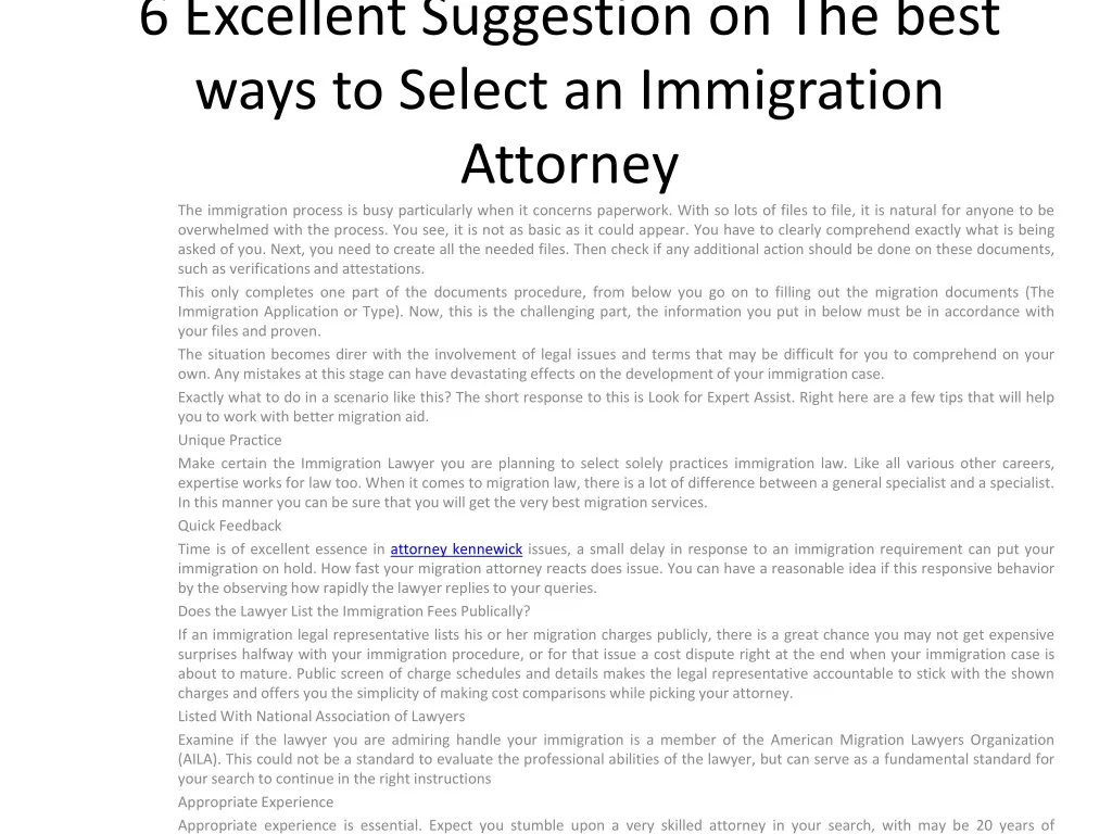 6 excellent suggestion on the best ways to select an immigration attorney