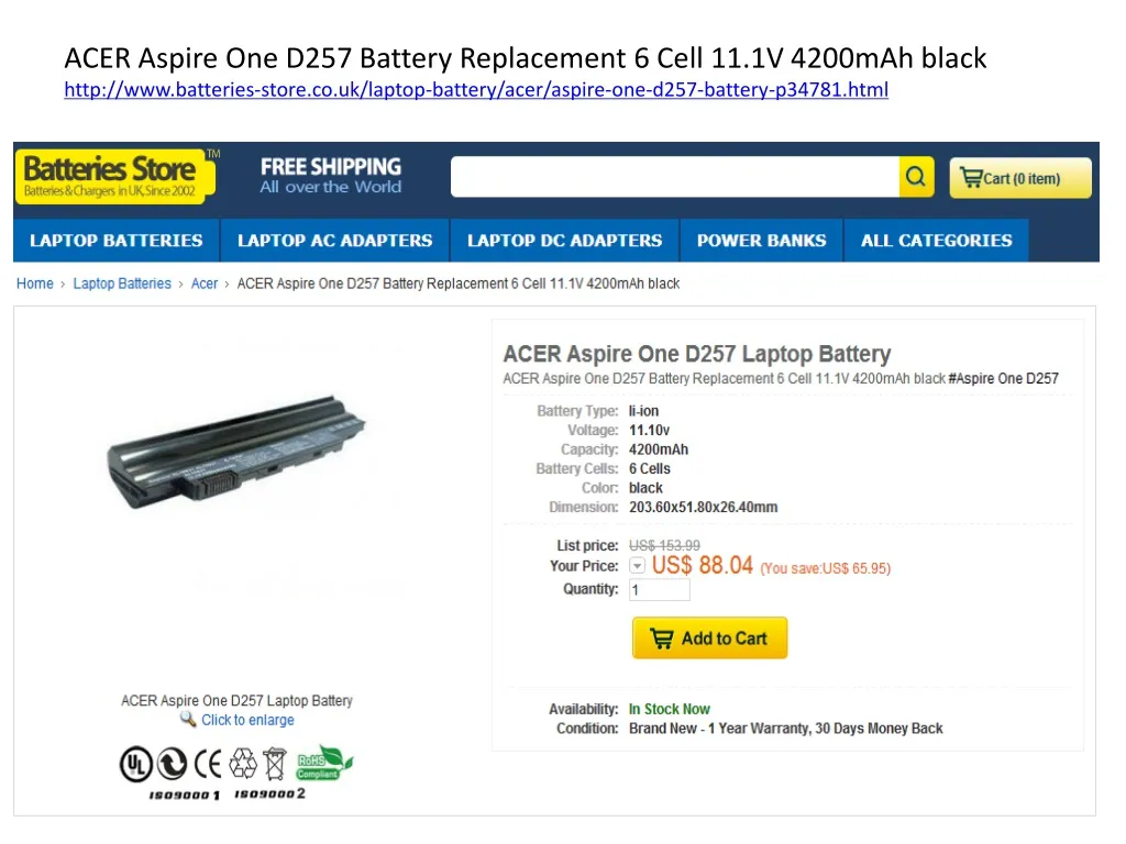 acer aspire one d257 battery replacement 6 cell