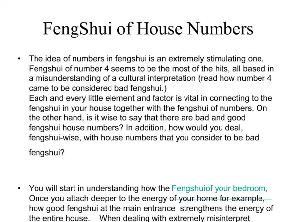 FengShui of House Numbers