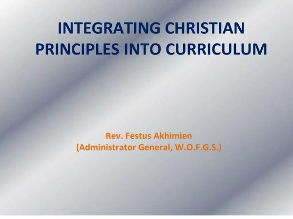 integrating christian principles into curriculumintegrating christian principles into curriculum