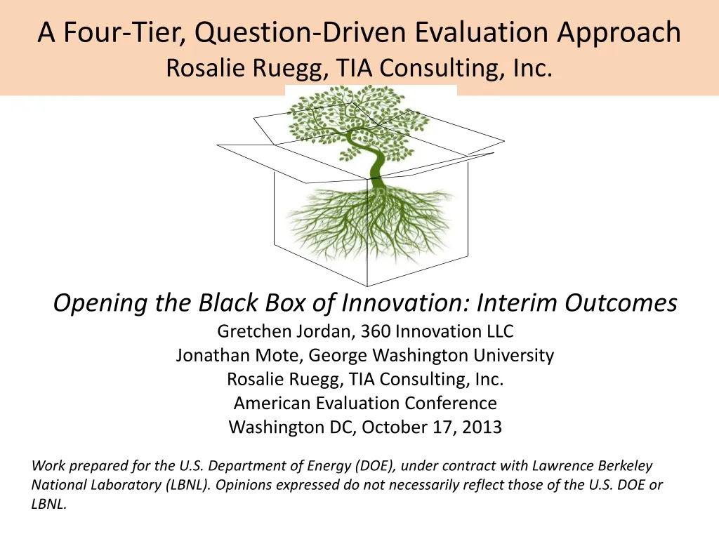 a four tier question driven evaluation approach rosalie ruegg tia consulting inc