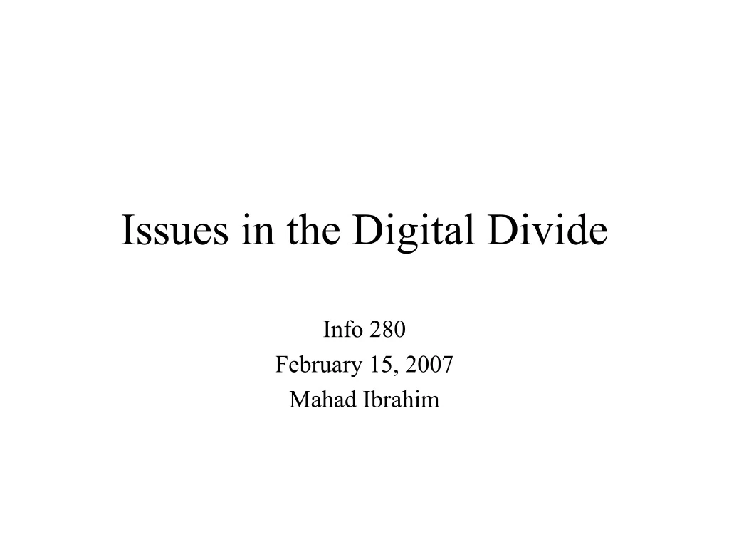 issues in the digital divide