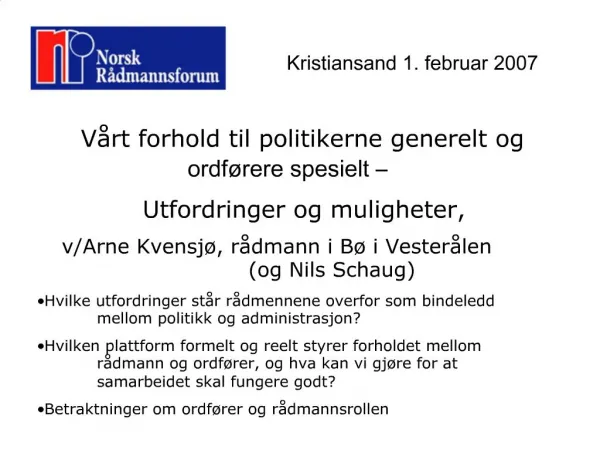 Kristiansand 1. februar 2007