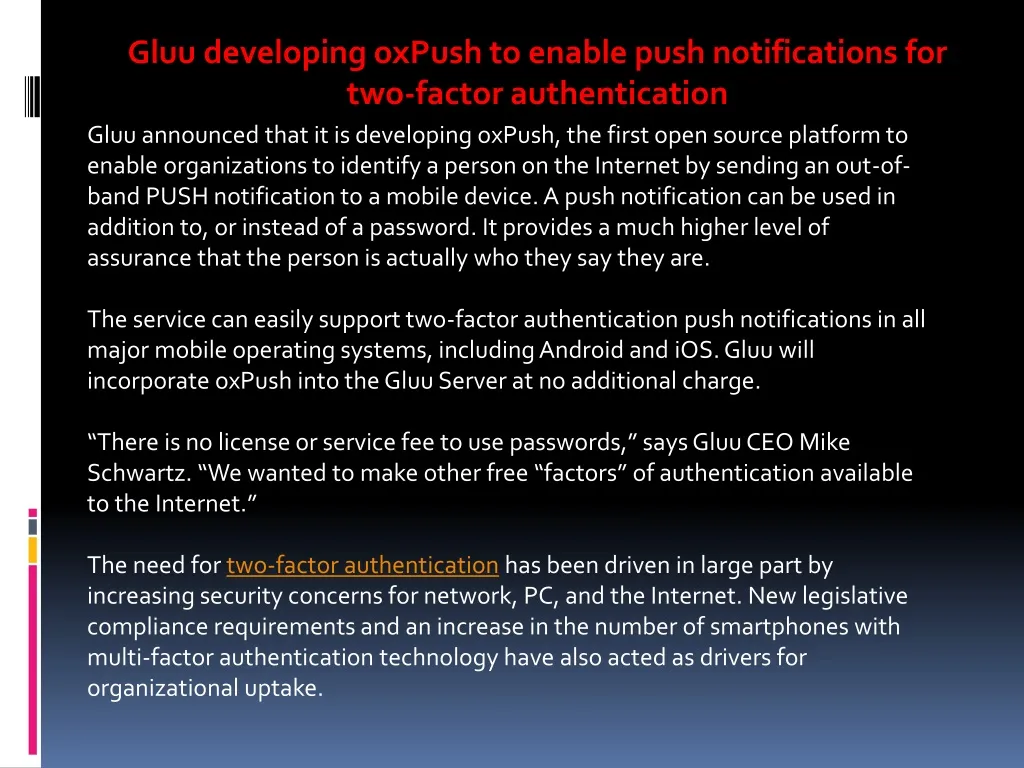 gluu developing oxpush to enable push