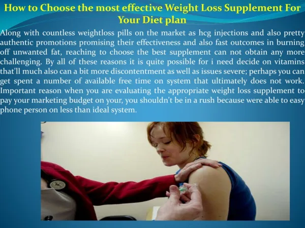 How to Choose the most effective Weight Loss Supplement For