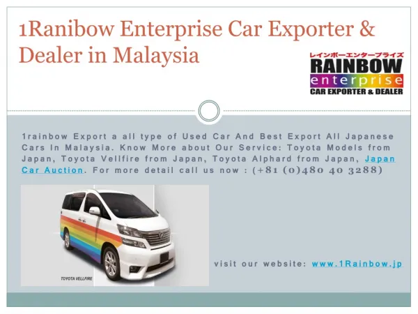 1Rainbow Enterprise Export Japanese Used Car in Malaysia